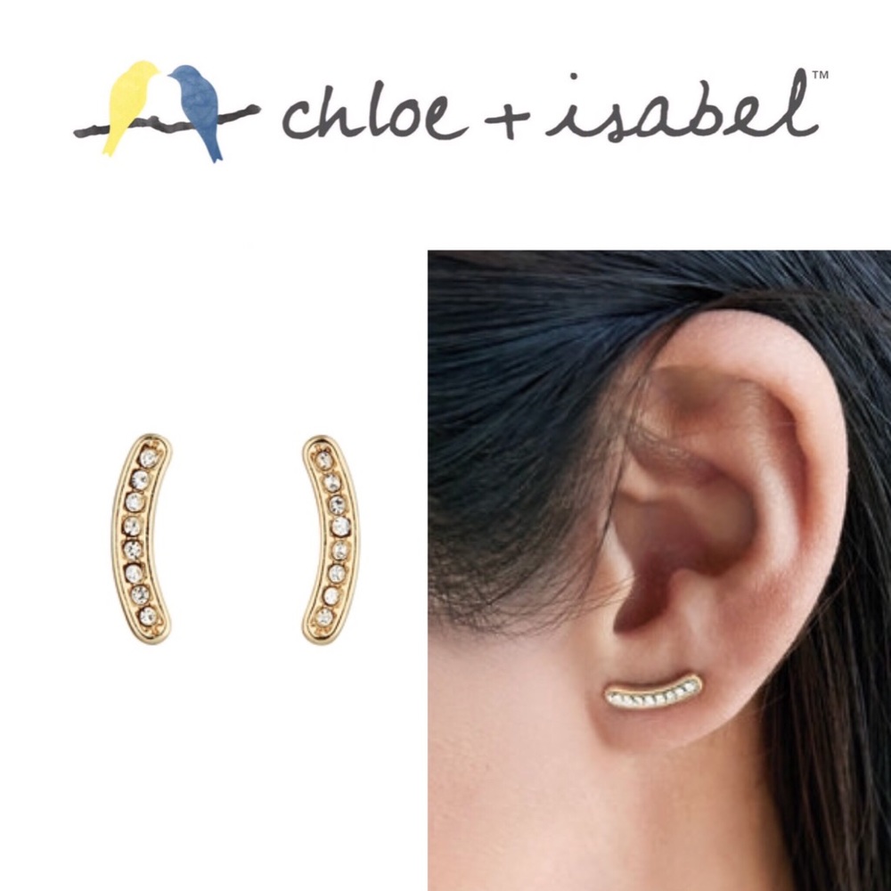 🆕 Pavé Curved Bar Studs GOLD c+i E335G